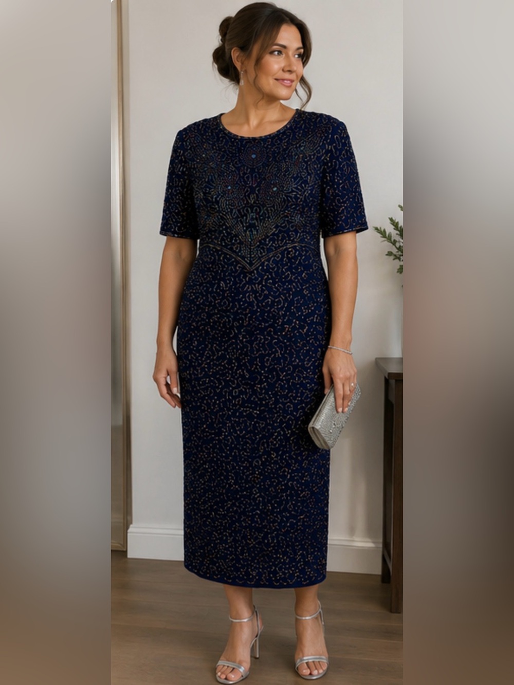 Vintage Lawrence Kazar New York 100% Silk Beaded Dress – 2X